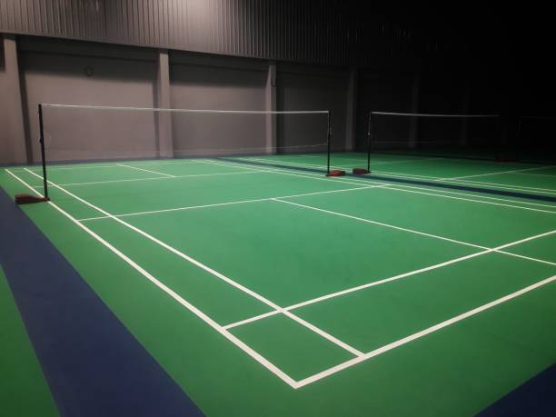 A badminton court.