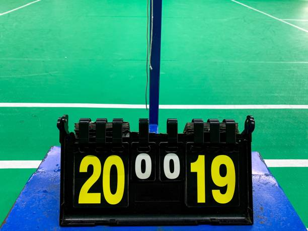 Scoreboard of a badminton match.